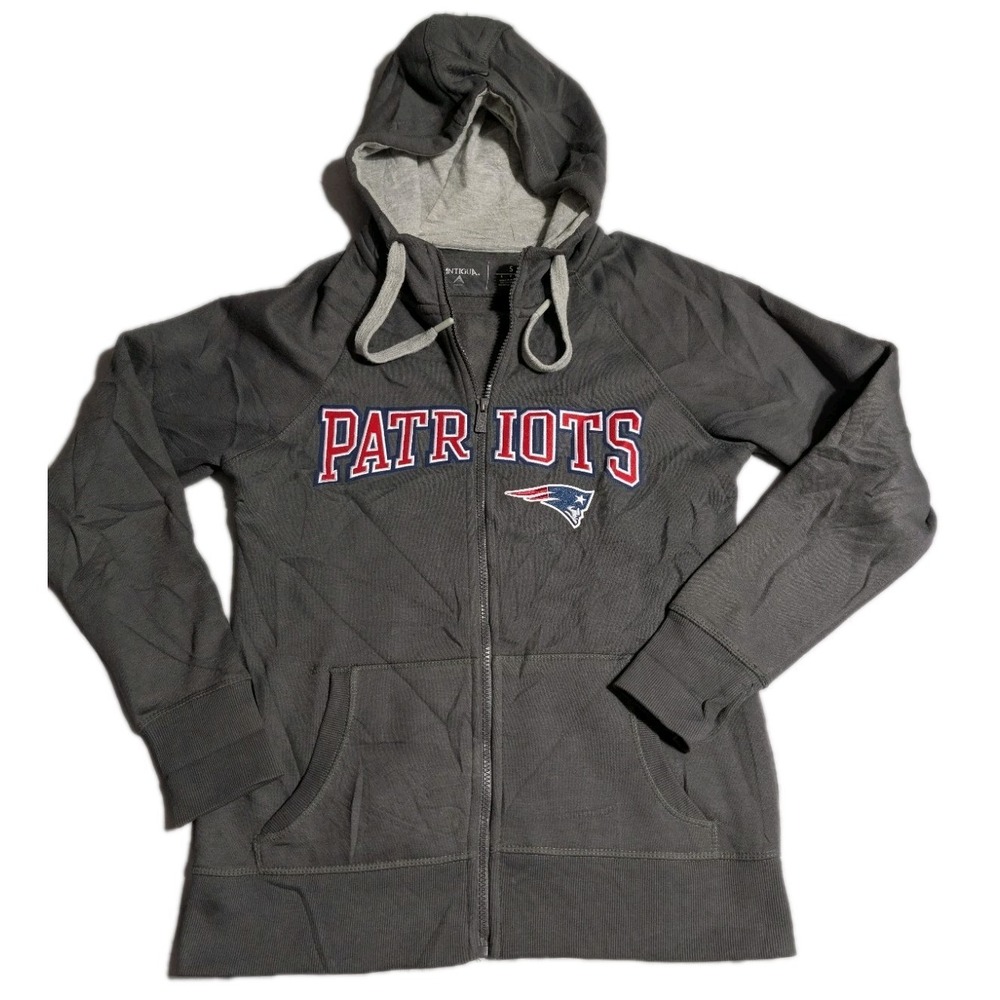 New England‎ Patriots Zip Hoodie Womens S Gray Antigua NFL Football Sweatshirt